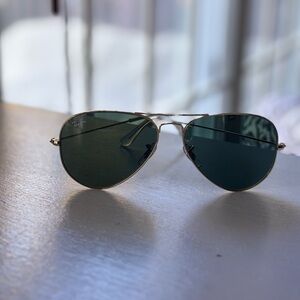 Ray-Ban Gold Frame Sunglasses with Dark Lenses